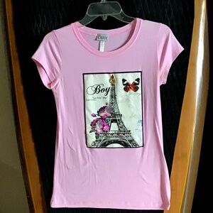Embellished Hot, Pink Paris Shirt